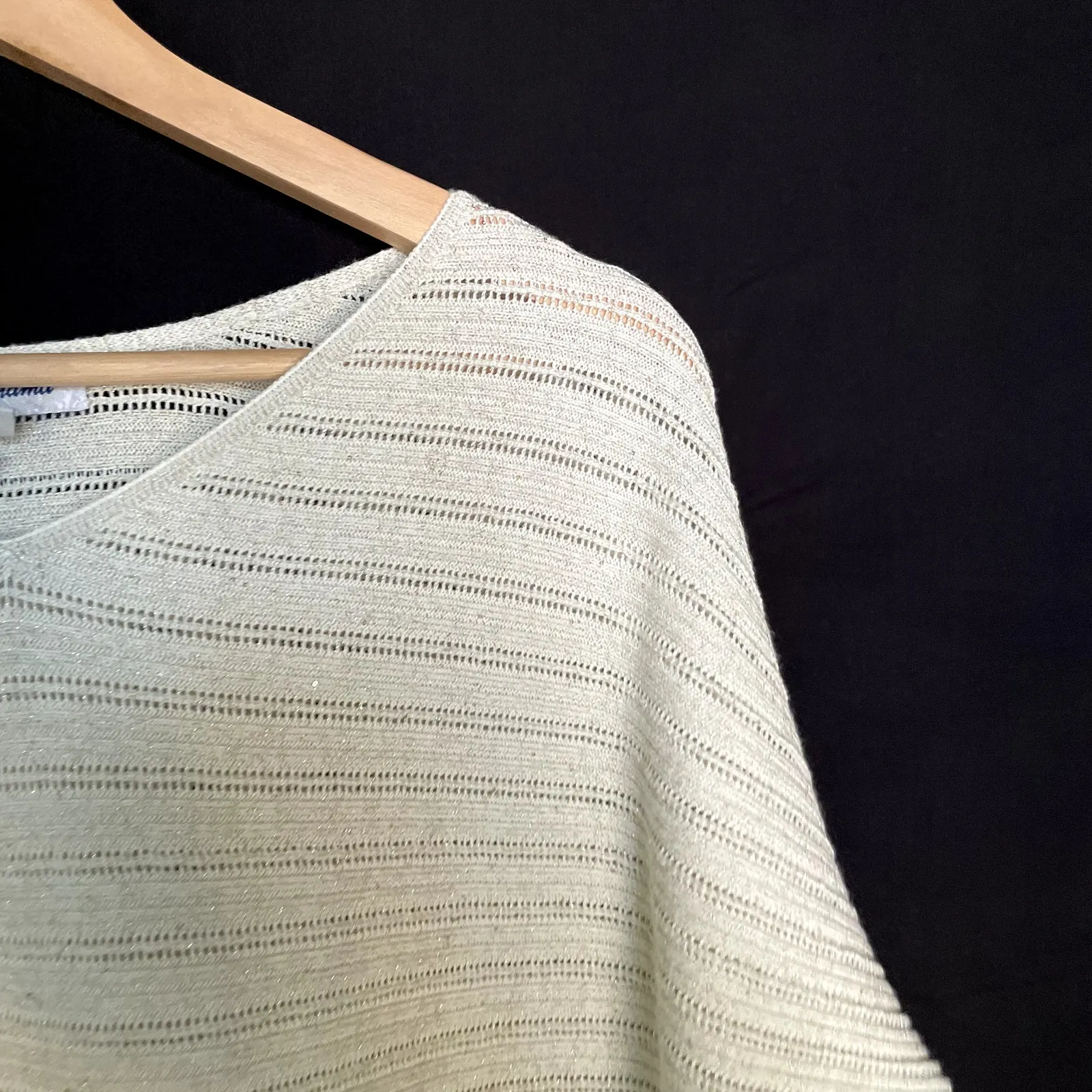 Tommy Bahama metallic knit batwing sweater women's size large beige cream - Image 3