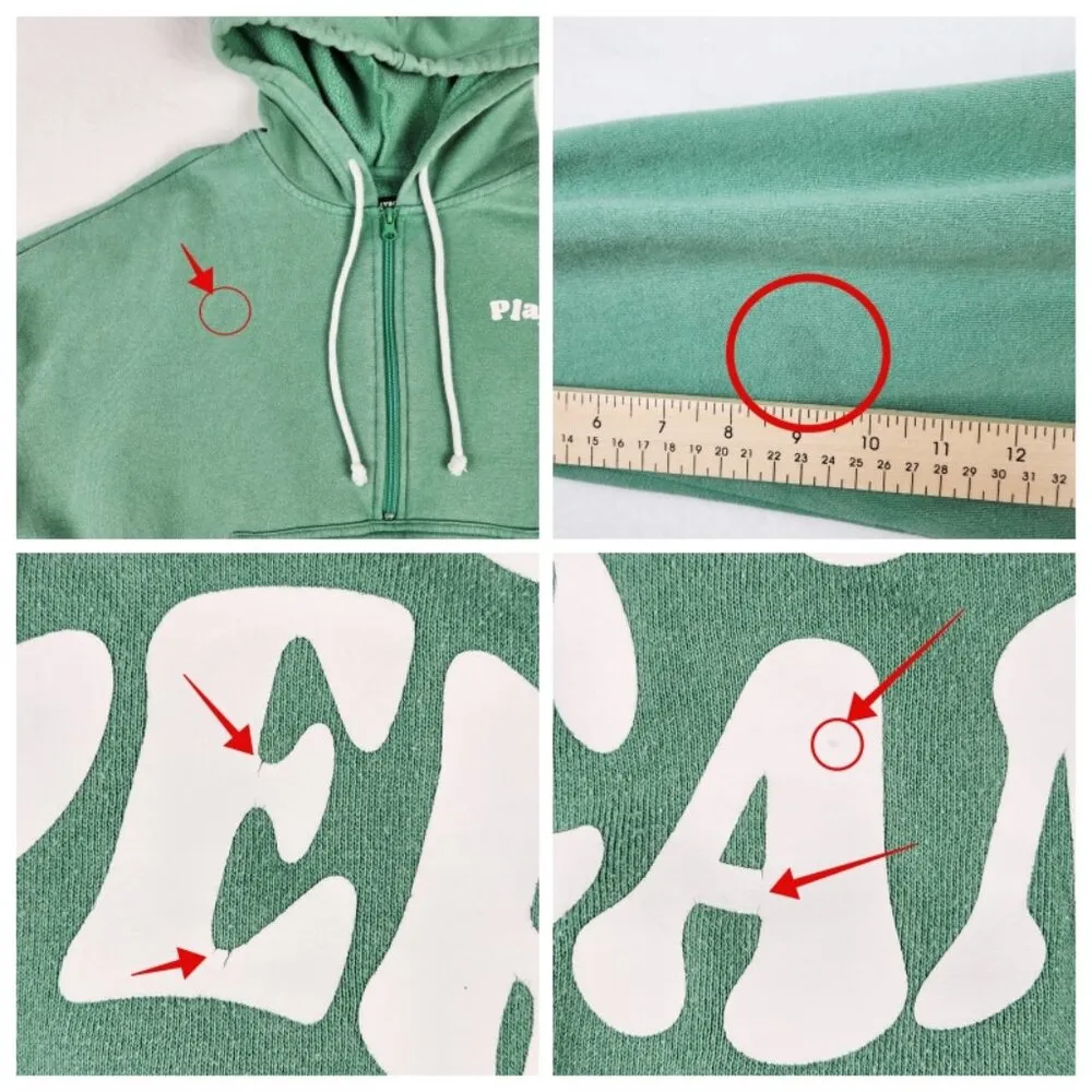 Playboy by PacSun Womens Happy Camper Half Zip Hoodie Size S Green - Image 6