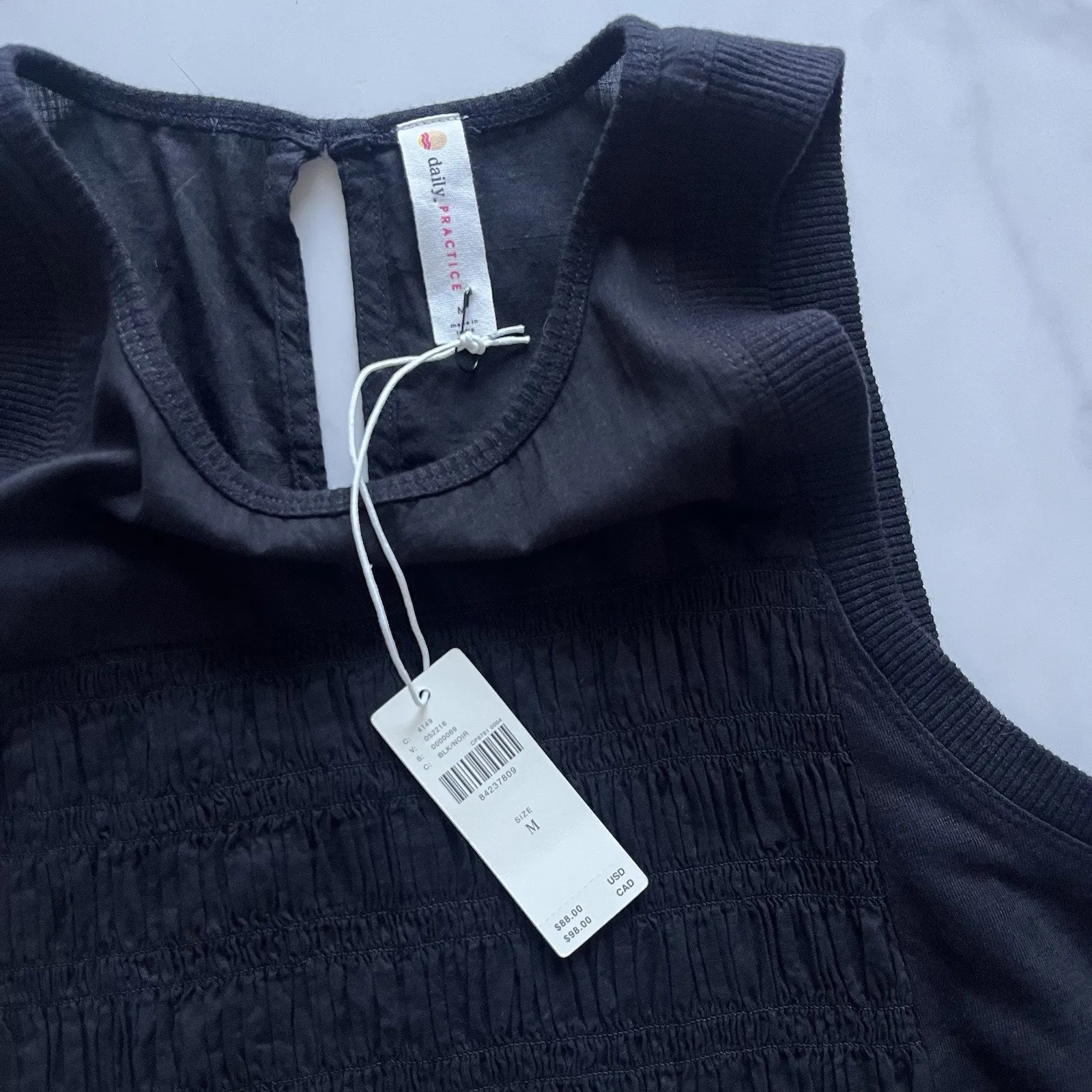 Daily Practice by Anthropologie Prix Mini Dress Black Smocked Cotton Sz Small - Image 9