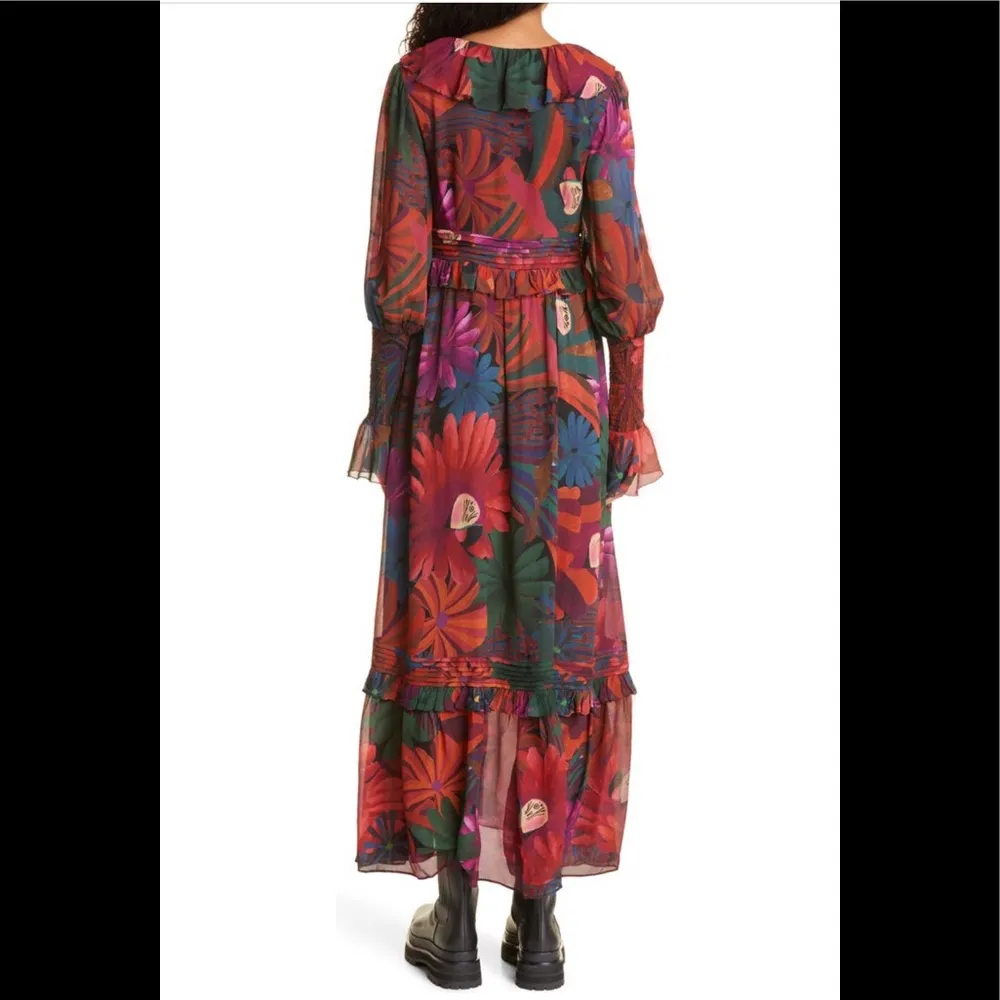 Farm Rio Bird Flowers Long Sleeve Dress - Image 2