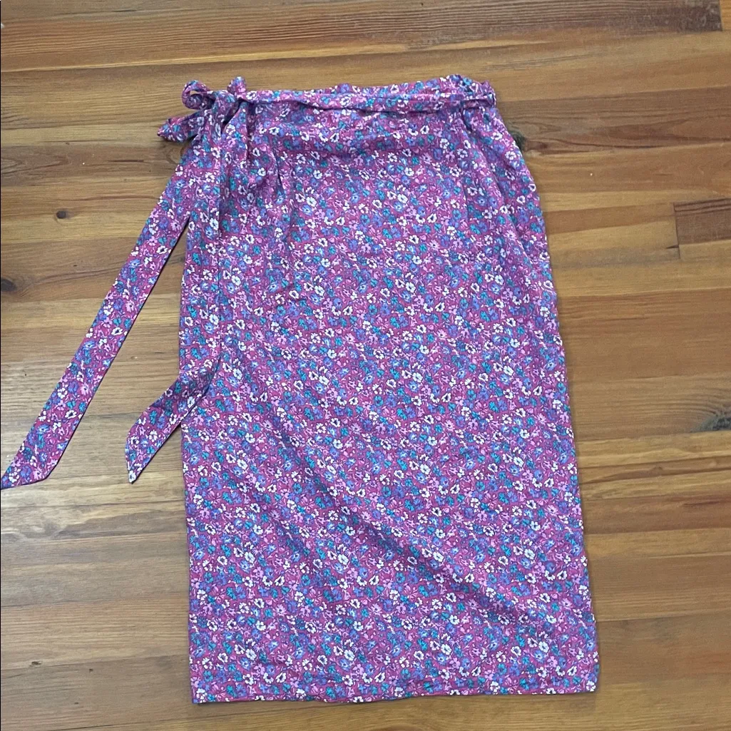 J. Crew Pink Floral Tie Sarong Wrap Skirt Sarang Womens Size 2X Beach Vacation - Image 5