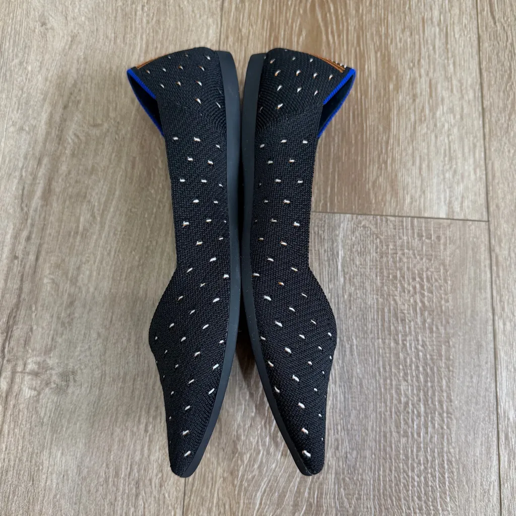 Rothy's RETIRED The Point Ivory Polka Dot Black Knit Ballet Flats Shoes Size 7 - Image 5