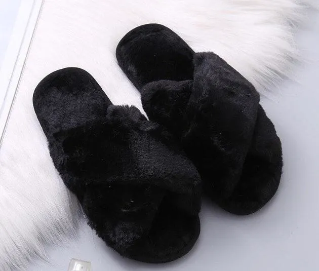 Black Plush Slippers, Size 9/10 - Image 5