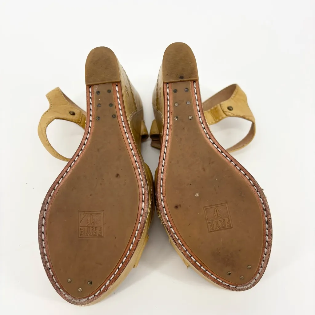 Frye Corrina Campus Wedge Platform Sandals Size 8.5 Yellow Leather - Image 8