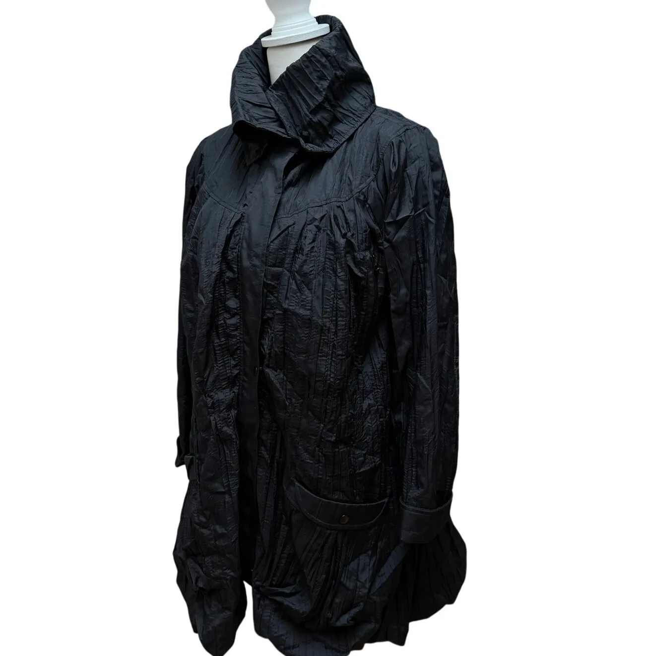 Samuel Dong Bubble Taffeta Jacket Women’s XS Black Mid Length Avant Lux Coat - Image 3