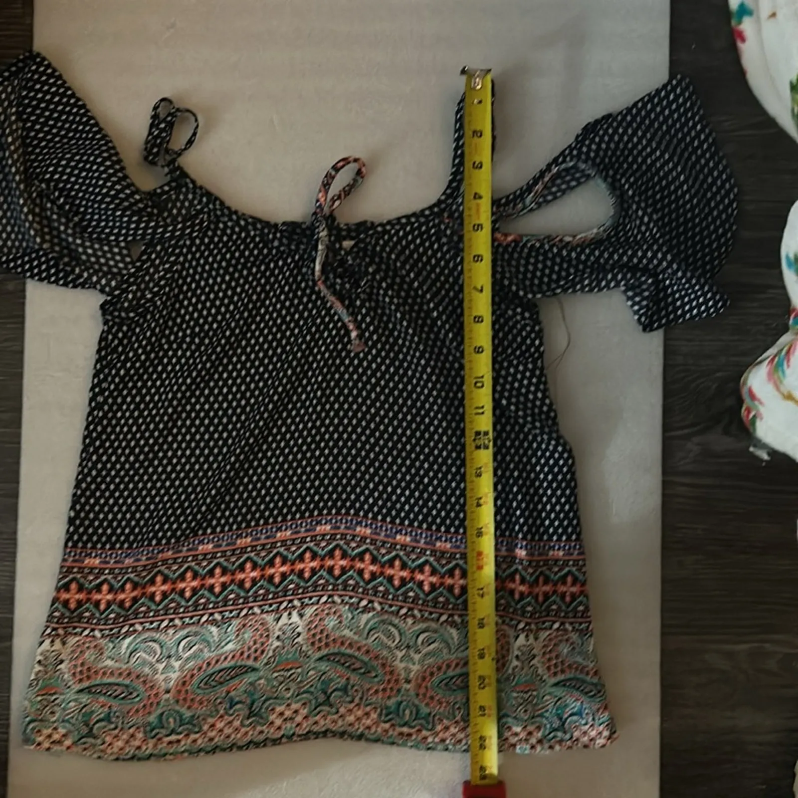 Society Girl Cold Shoulder Front Tie Top XS Paisley Print Dopamine Boho Fairy - Image 9