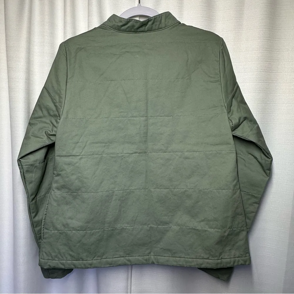 New Christopher & Banks Jacket Sage Green Quilted Snap Barn Coat Pockets Cotton - Image 4