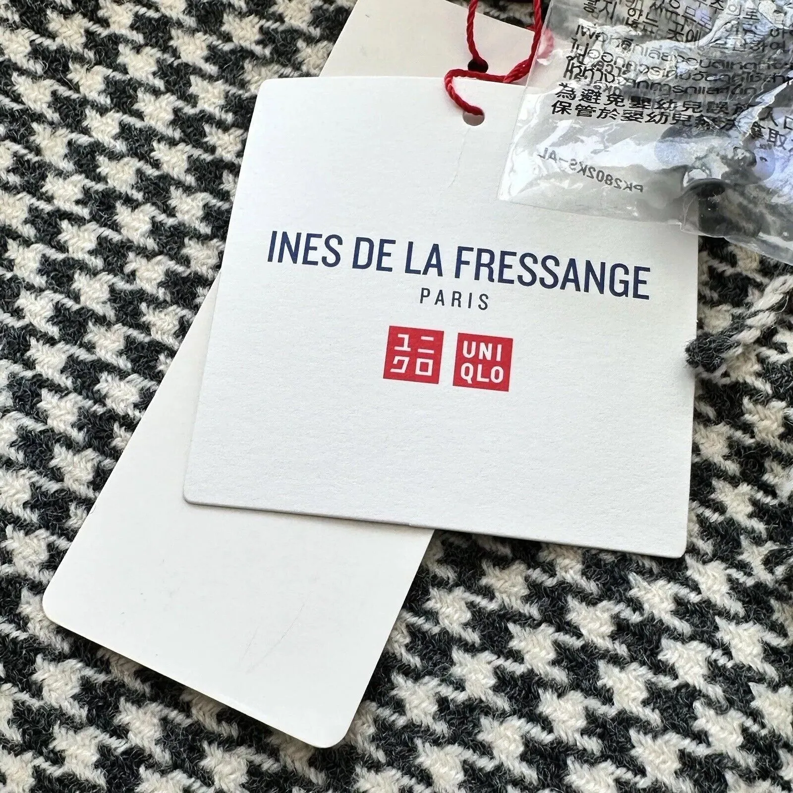 NWT INES DE LA FRESSANGE x UNIQLO Wool Houndstooth Wrap Fringe grunge Skirt 6 - Image 7