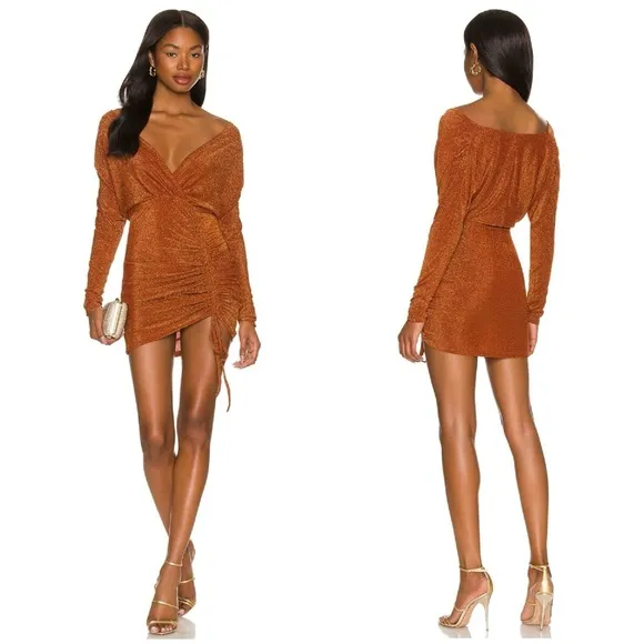 SUPERDOWN Genia Off The Shoulder Dress In Mocha - Image 2