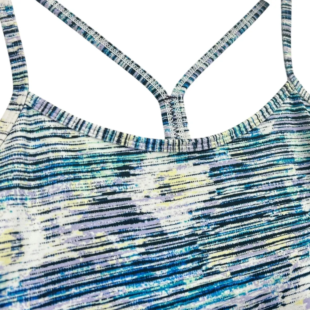 Lululemon Power Y Tank Top Blue White 6 Built in Bra Athletic Activewear  Yoga - Image 6