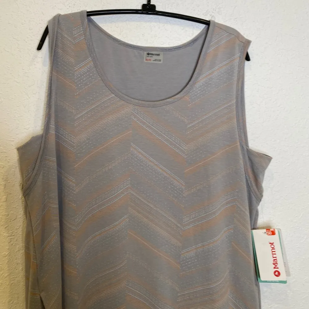 Marmot Steel Onyx Chevron Dot Sleeveless Estel Dress NWT Sz XL Polyester Stretch - Image 2