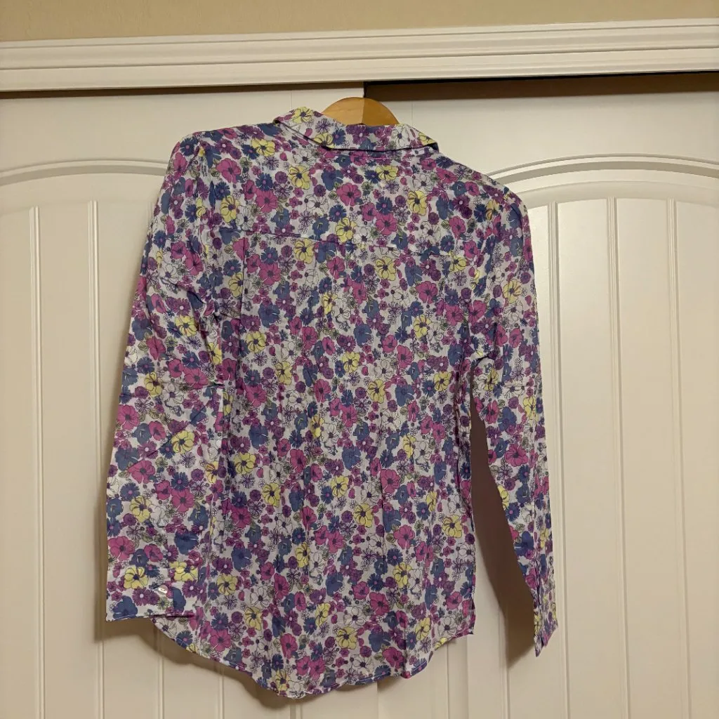 Modcloth Flower Patch Pleasantries Blouse Small Purple Floral Print Button NEW - Image 3