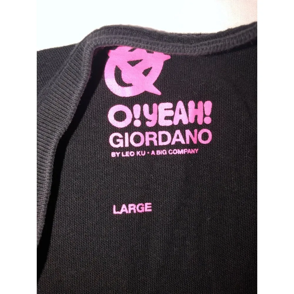 O!Yeah! Giordano Leo Ku Ocean Park Women Size L Small Tee Shirt Black Pink 2011 Size M - Image 6