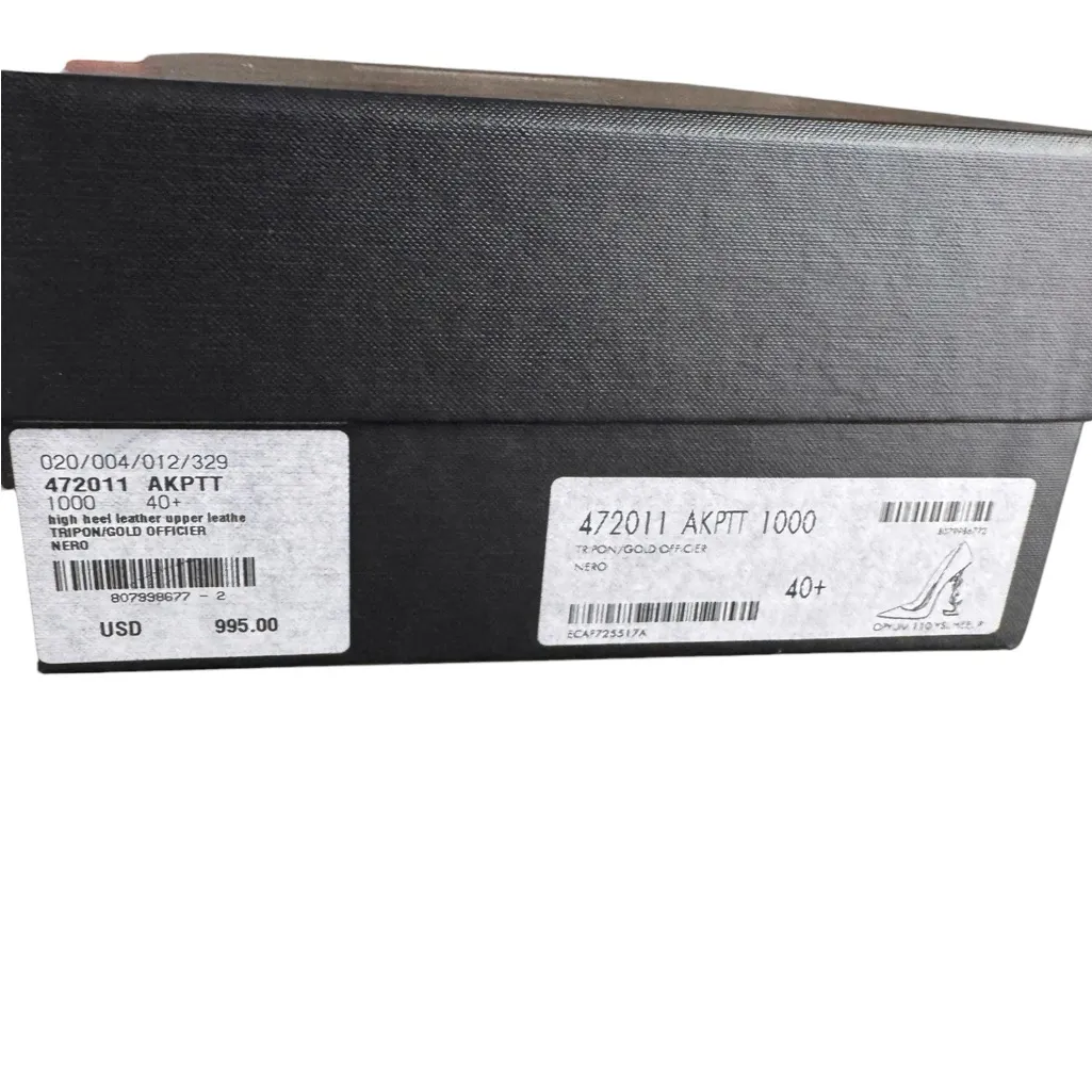 Saint Laurent - Opyum Logo Heel Pumps Black Leather Sz 40.5 - Image 12