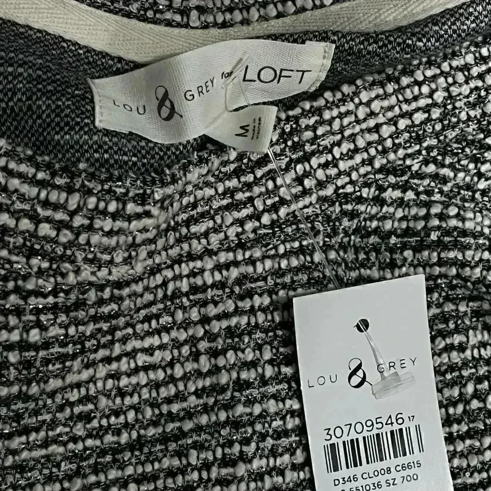 Lou &‎ Grey NWT Long Sleeve Silver Shimmer Textured Dress Medium - Image 6