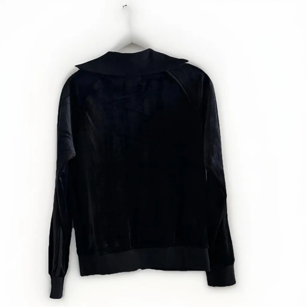 Pam & Gela Womens Velour  Mock Neck Jacket Black S Athleisure Sporty Chic NWT - Image 6