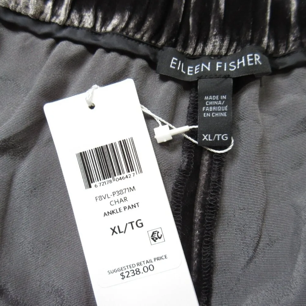 NWT Eileen Fisher Ankle Length Pant in Charcoal Velvet Tapered Pull-on Pants XL - Image 5