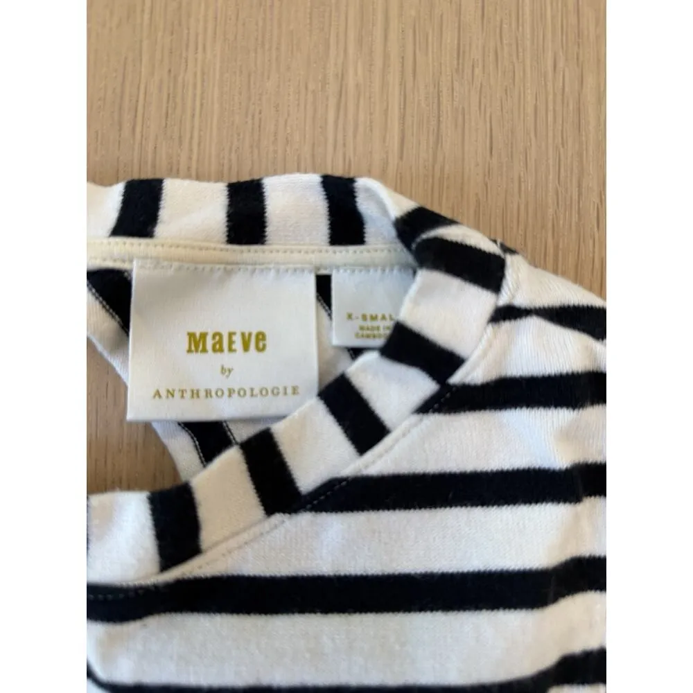 Maeve Anthropologie Crop Top Women's XS  Black Stripe Structured Open Back 1962 - Image 4