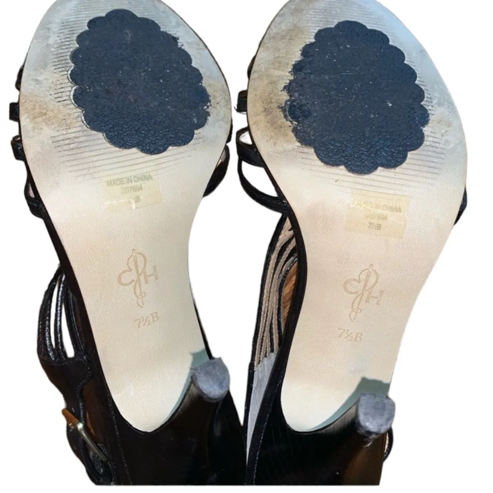 Cole Haan Black Leather Strappy Sandal Heels - Image 8