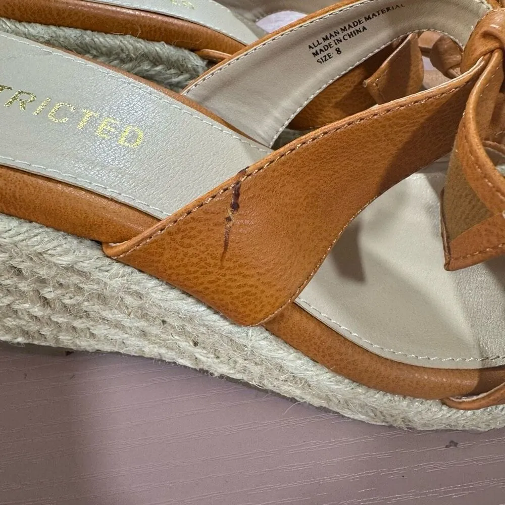 Restricted Brown wedge Bow Sandals Brown Size 8 - Image 4