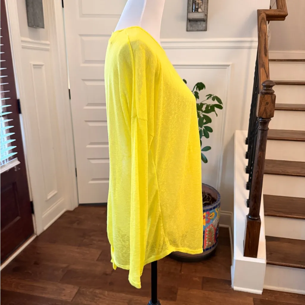 7th Ray NWOT Oversized Bright Yellow Open Back Long Sleeve Tie Top - Image 3