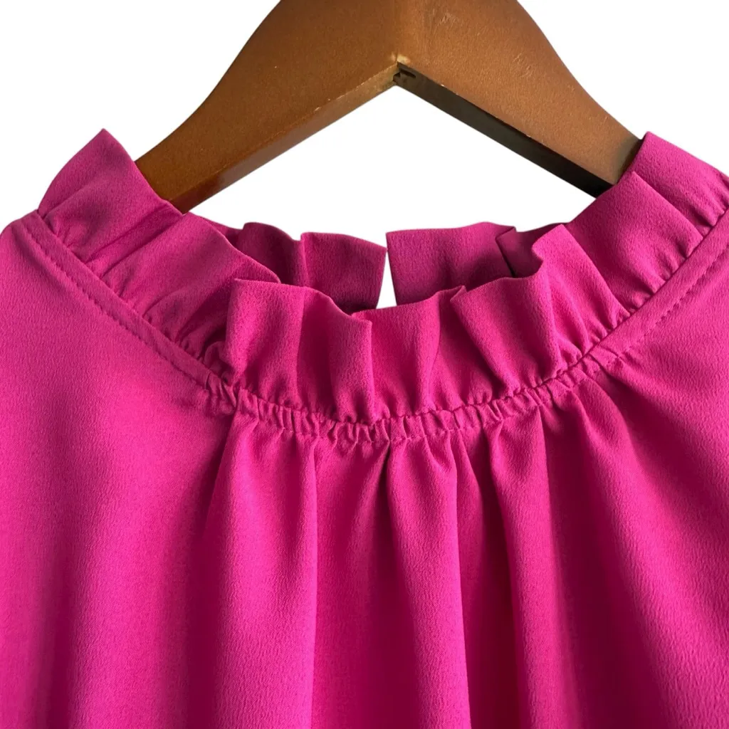 J.CREW Fuchsia Ruffle Shift Dress 8 Preppy Classic Coquette Barbiecore Chic Pink - Image 4
