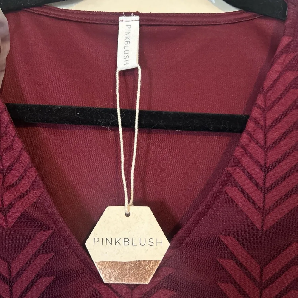 Pink Blush NEW Women’s Elegant Maroon Long Sleeve Dress Sz Medium - Image 2