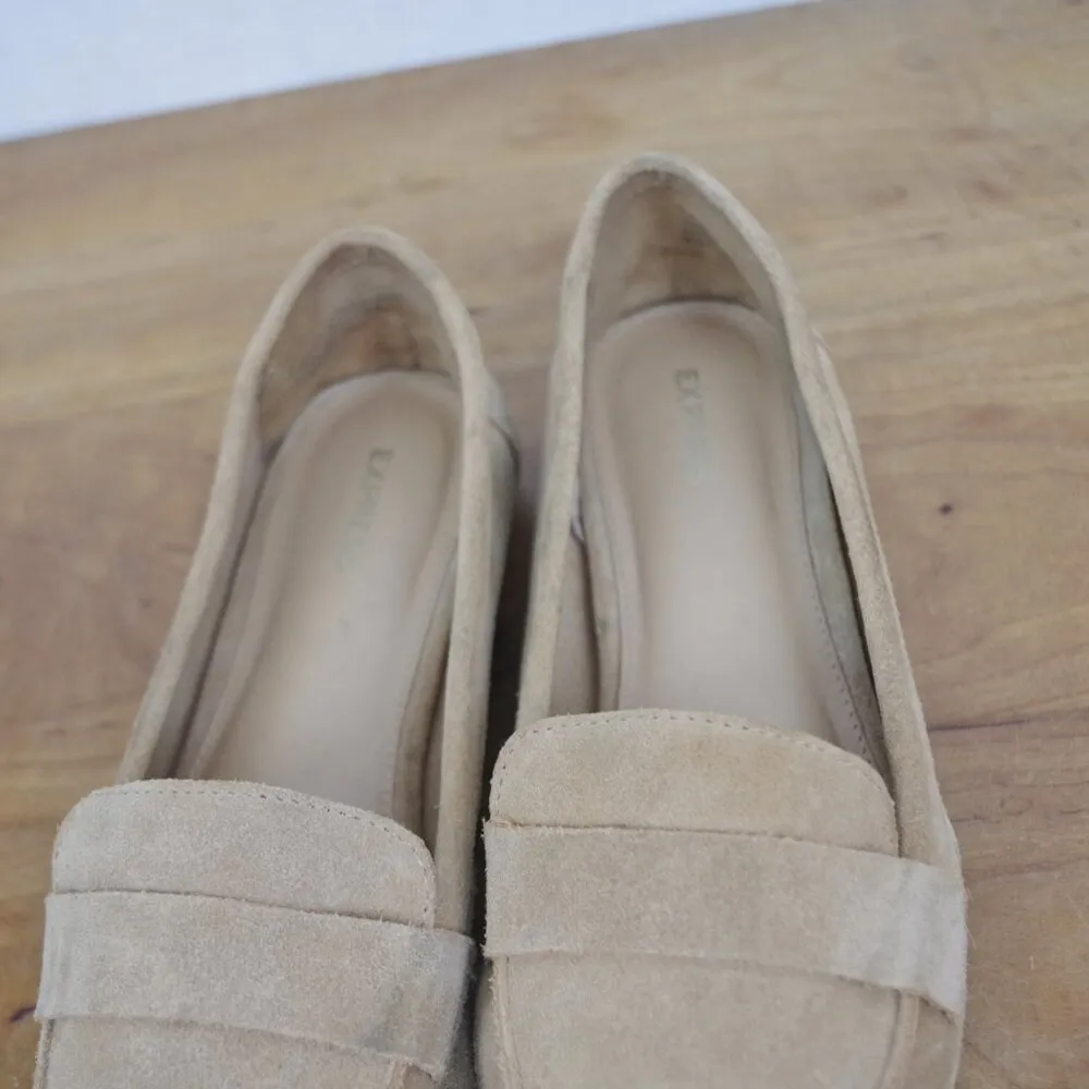Tan Suede Pointed Toe Flats Size 9 - Image 6
