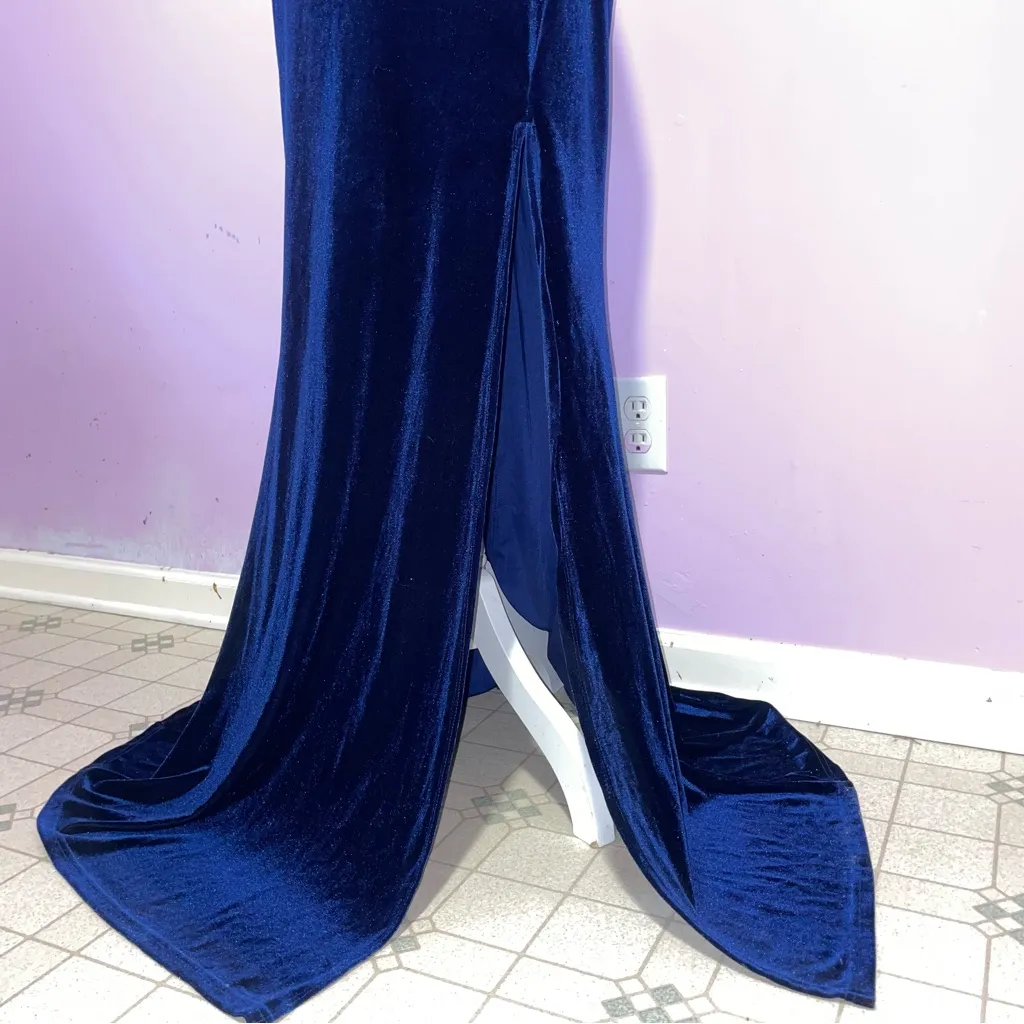 Windsor Margo Velvet Strapless High Slit Mermaid Maxi Dress L Romantic Vamp Goth - Image 5