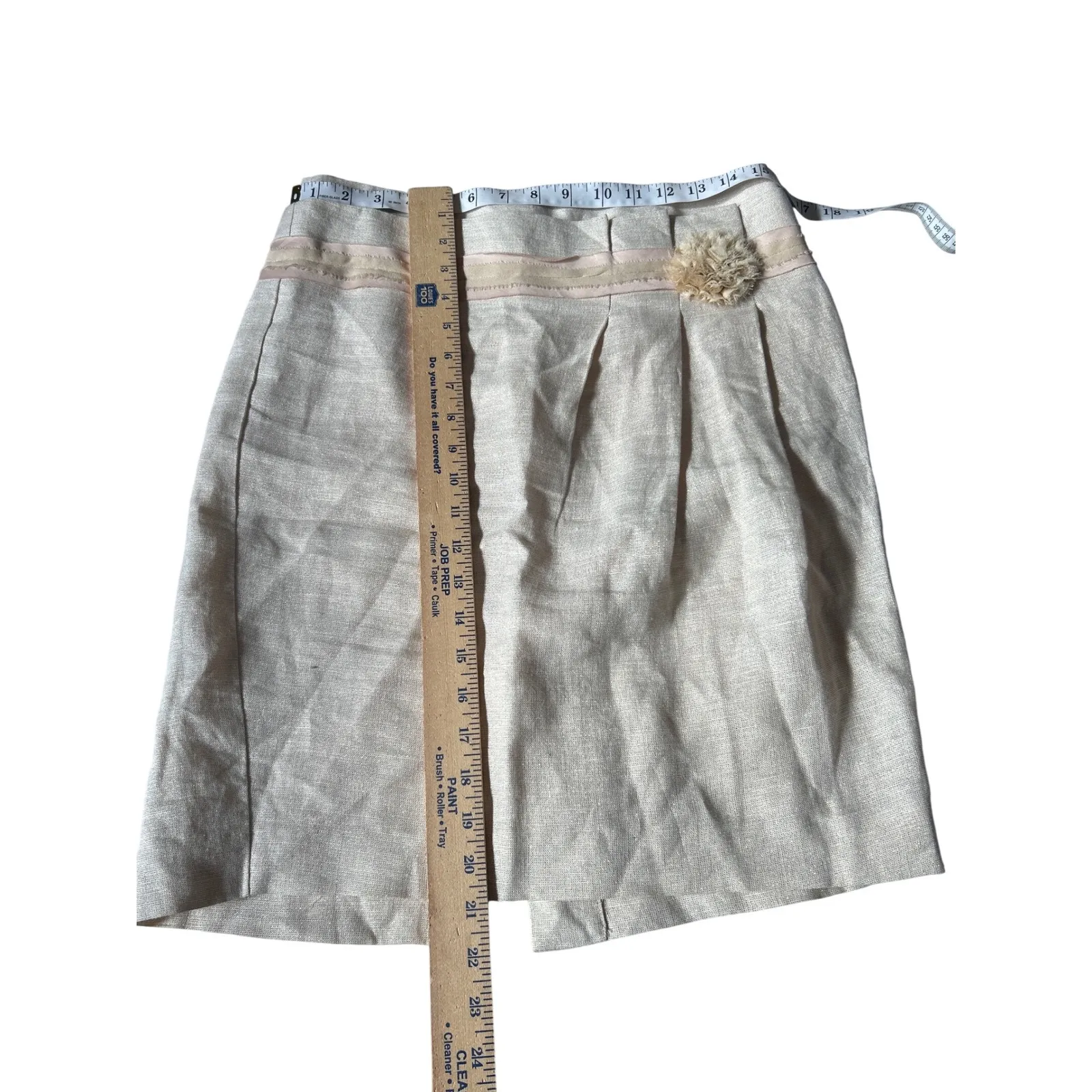 Talbots Petite‎ Skirt Linen Blend Sparkle Flower Detail Belted Pleated Knee Lgth - Image 6