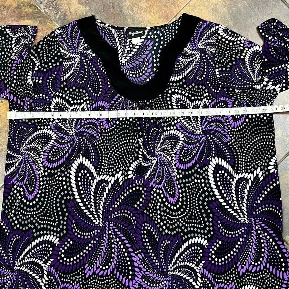 Maggie Barnes Geometric Floral Polka Dot Blouse 2X - Image 7