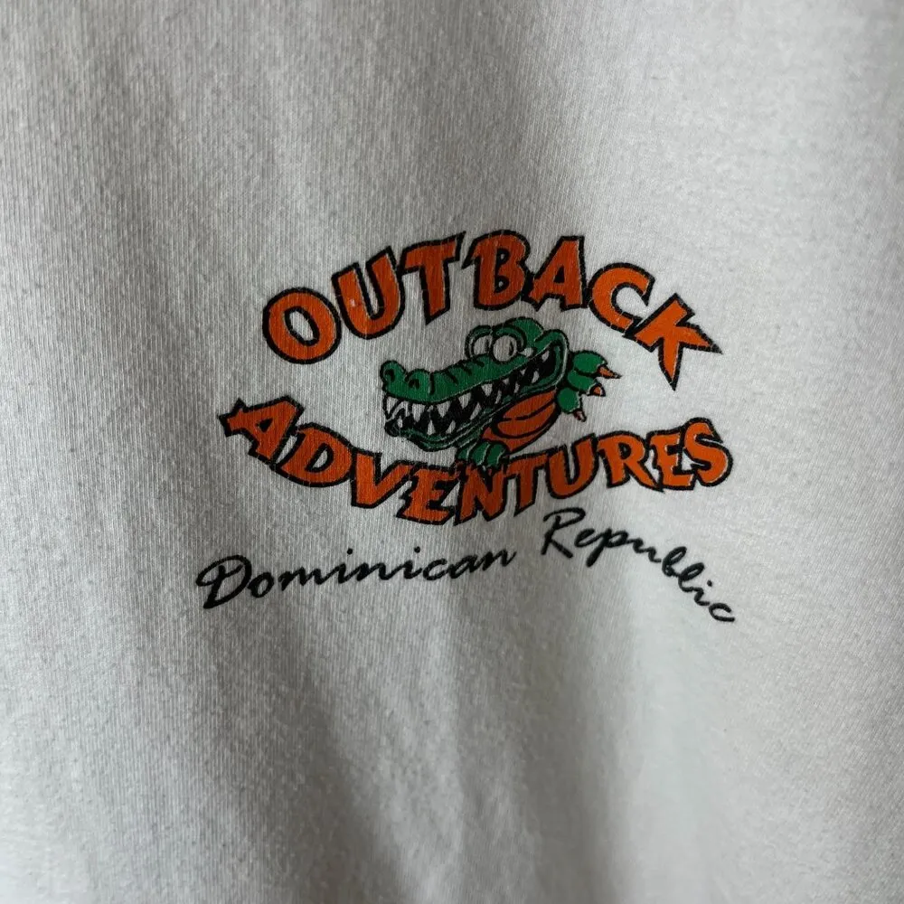 Outback Adventures Dominican Republic T Shirt White Large L Graphic Tee Solid - Image 12