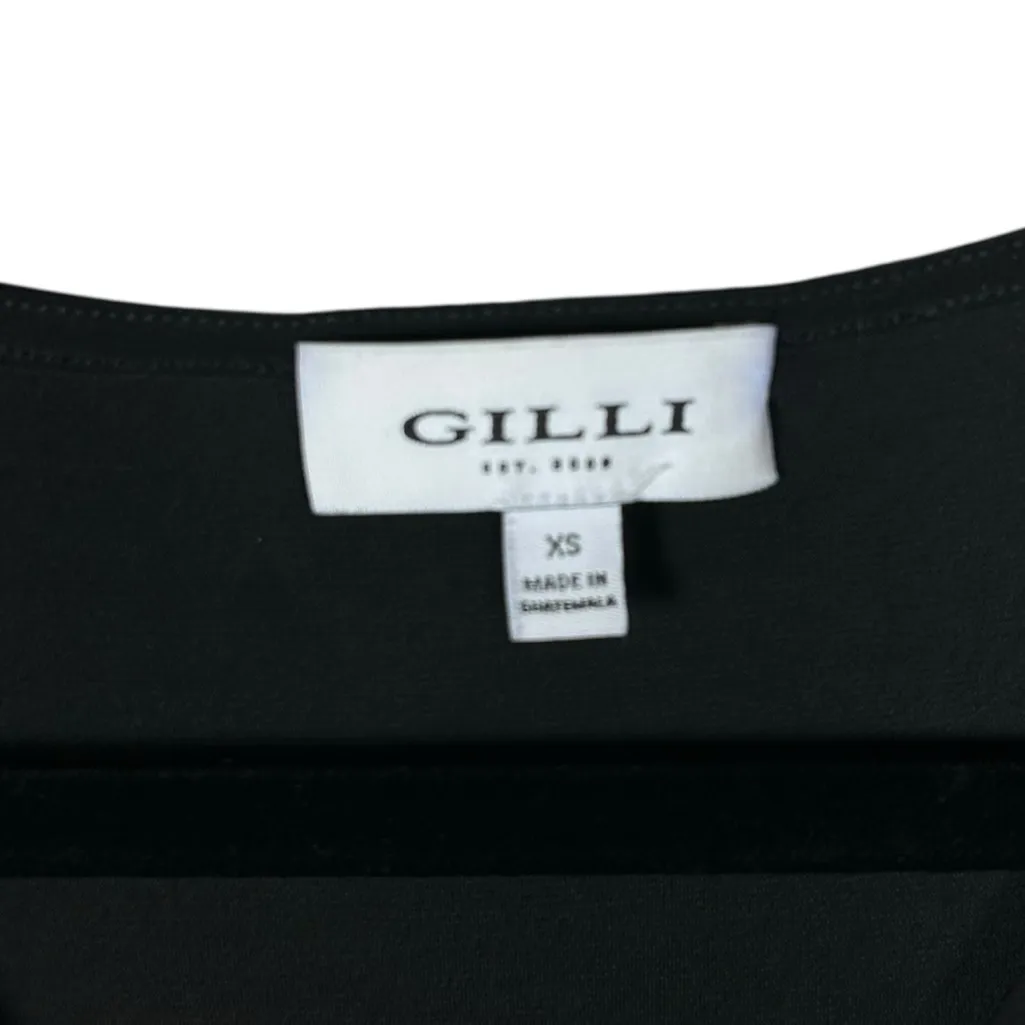 Gilli Black V Neck Faux Wrap Ruffle Balletcore Stitch‎ Fix Stretch Dress XS - Image 3