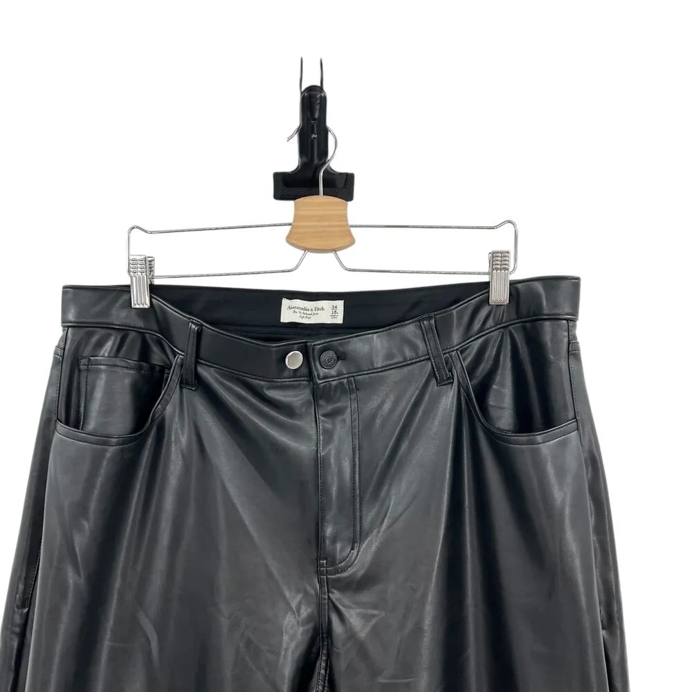 Abercrombie Curve Love Vegan Leather 90s Relaxed Pants Faux Leather Black 34 18L - Image 3