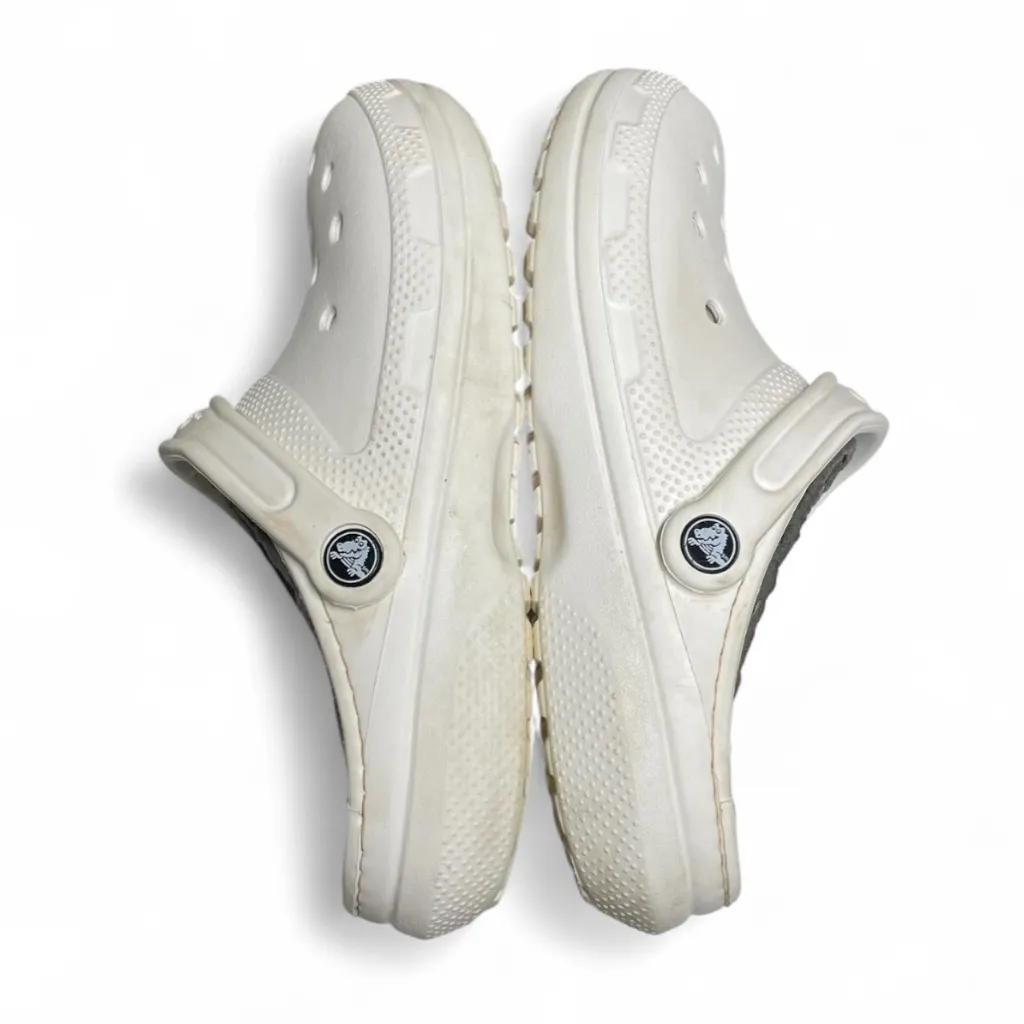 Crocs Unisex Classic Faux Fur Lined Clogs Shoes White Men’s 6; Womens 8 Slip On - Image 4