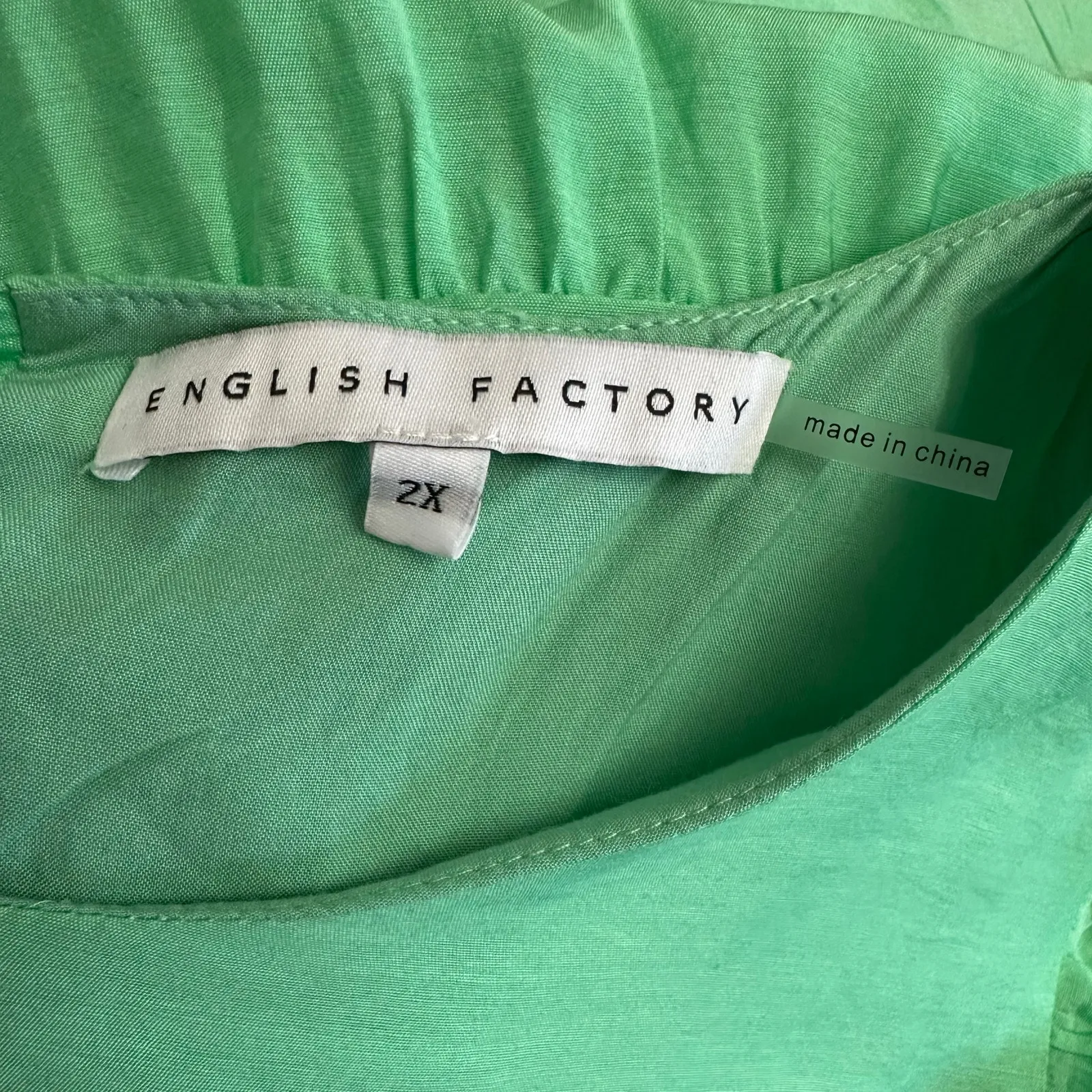 English Factory Green Tiered Midi Dress‎ 2X Modern Chic Flutter Sleeve Summer - Image 2