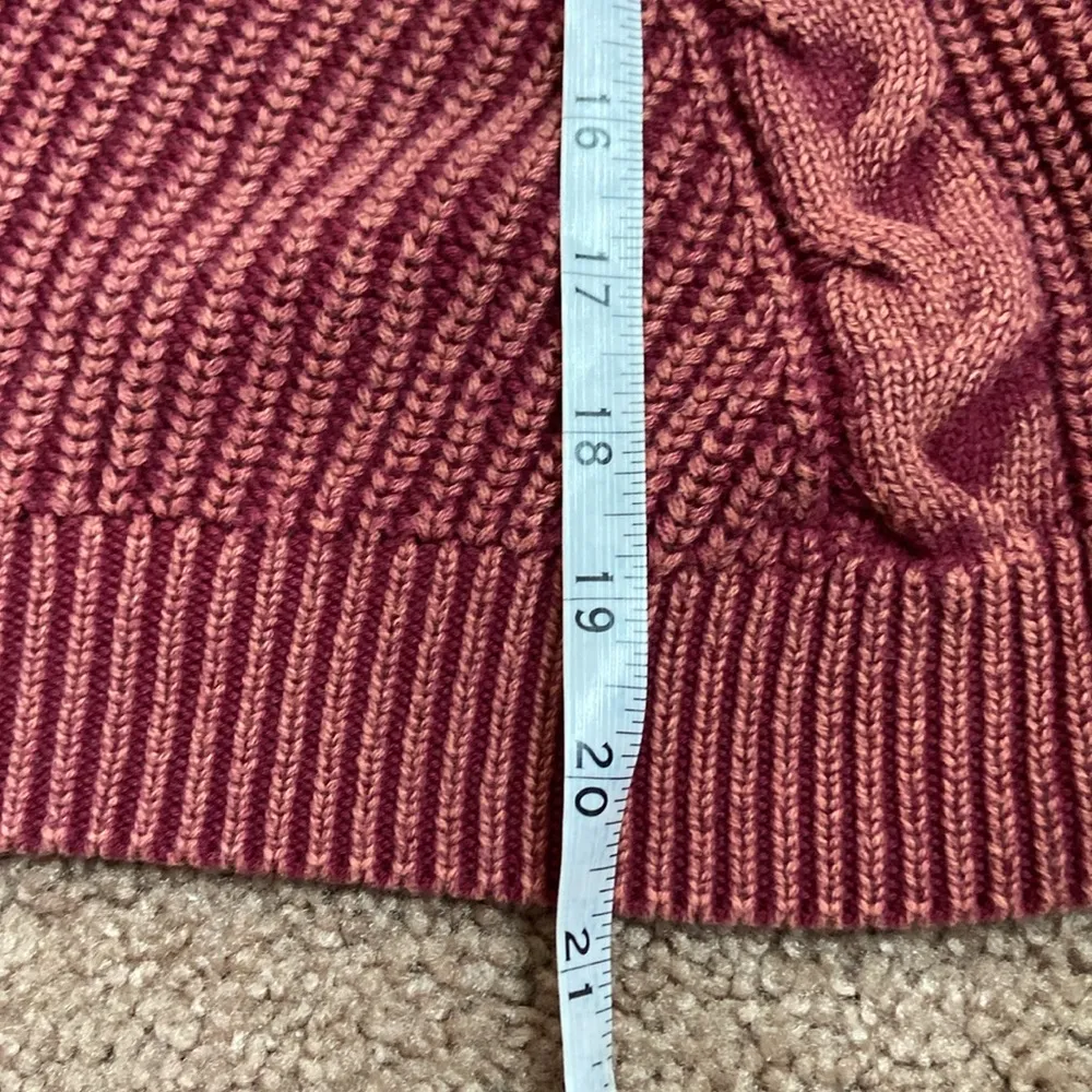 FOR THE REPUBLIC Cotton Crewneck Sweater (Sz XL) Red Distressed Cable Knit - Image 8