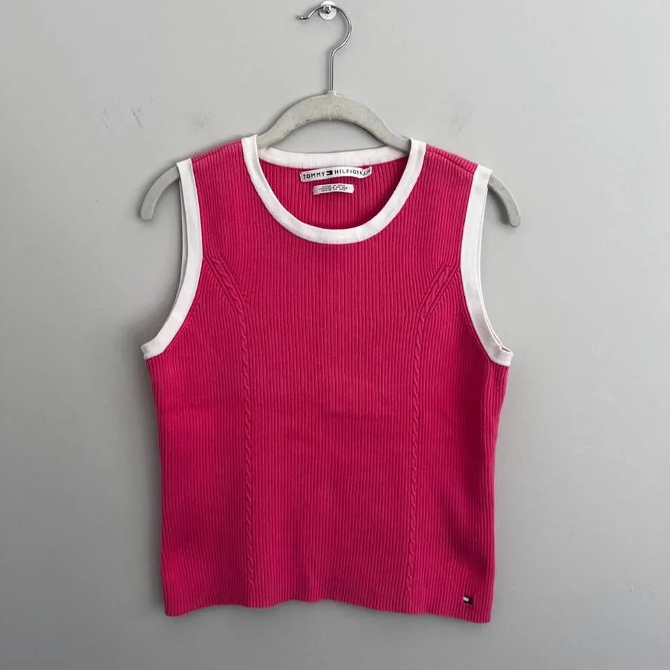 PINK TOMMY HILFIGER RIBBED SWEATER‎ TANK TOP - Image 2