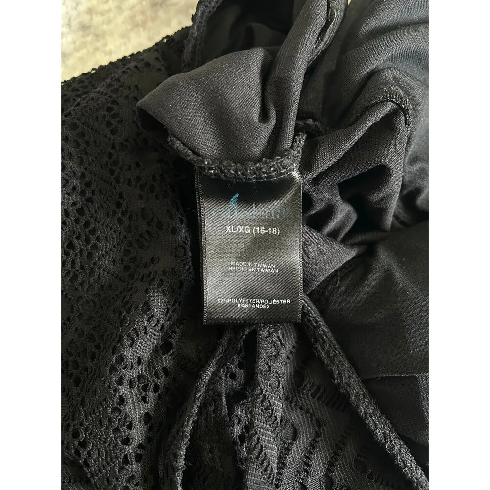 Catalina Missy Solid Black Crochet Bandini Swimsuit Top Size XL 16 - 18 - Image 6