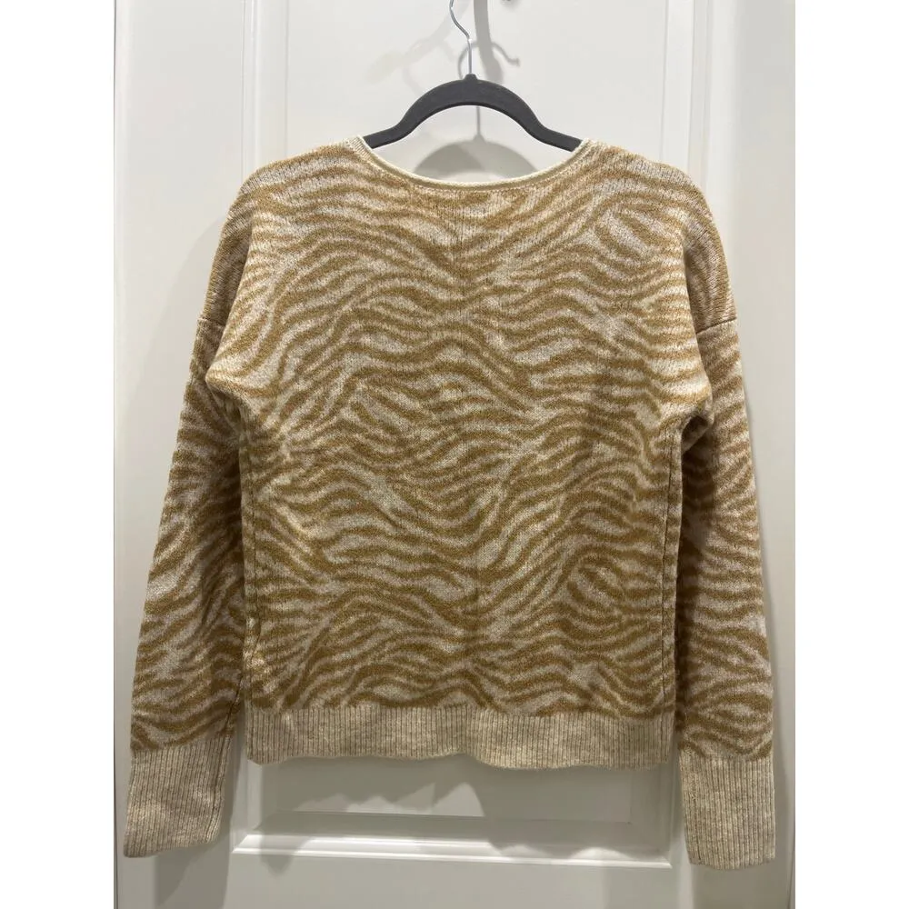 NWT Abercrombie & Fitch Eyelash Zebra Tan Print Sweater Sz M - Image 8
