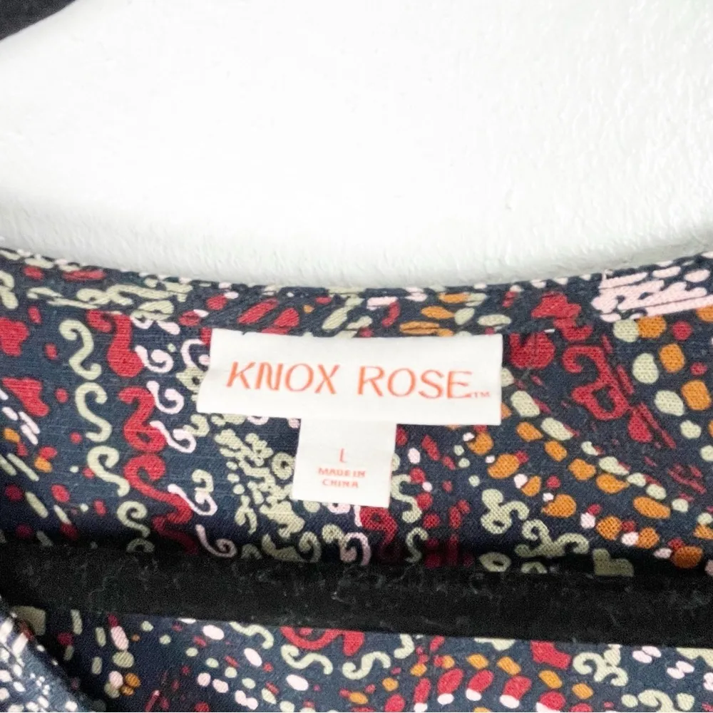 KNOX ROSE Night Sky Paisley Print Long Sleeves V-Neck Maxi Dress, Size Large - Image 3