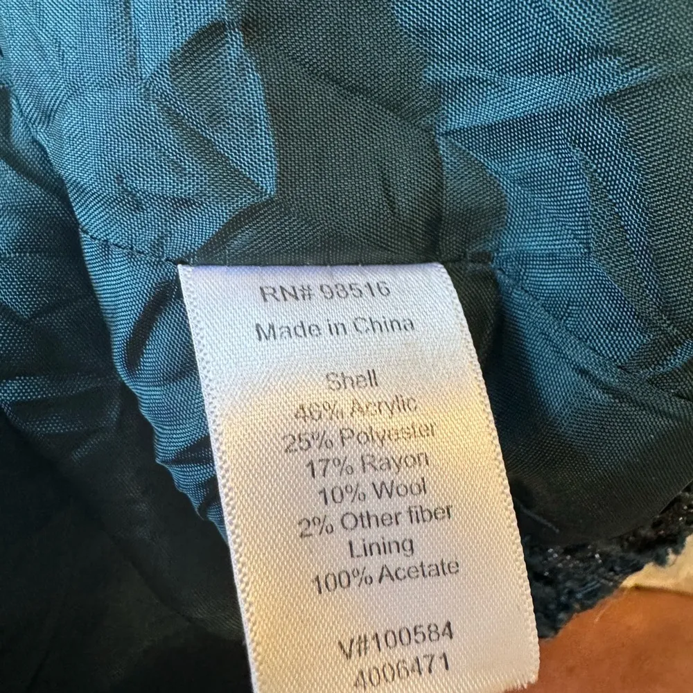 Coldwater Creek teal green boucle tweed jacket bronze metallic threads - Image 12