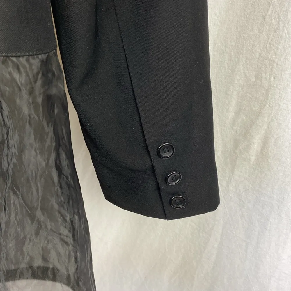 Akira Black Sheer Panel Long Sleeve Trench Coat Jacket M - Image 4