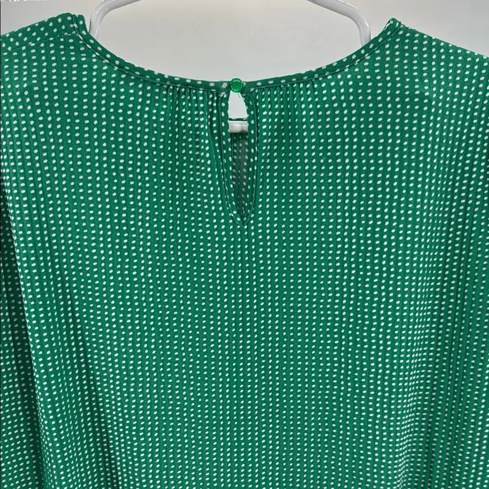 Adrianna Papell Green Polka Dot Blouse M lightweight professional office casual - Image 3