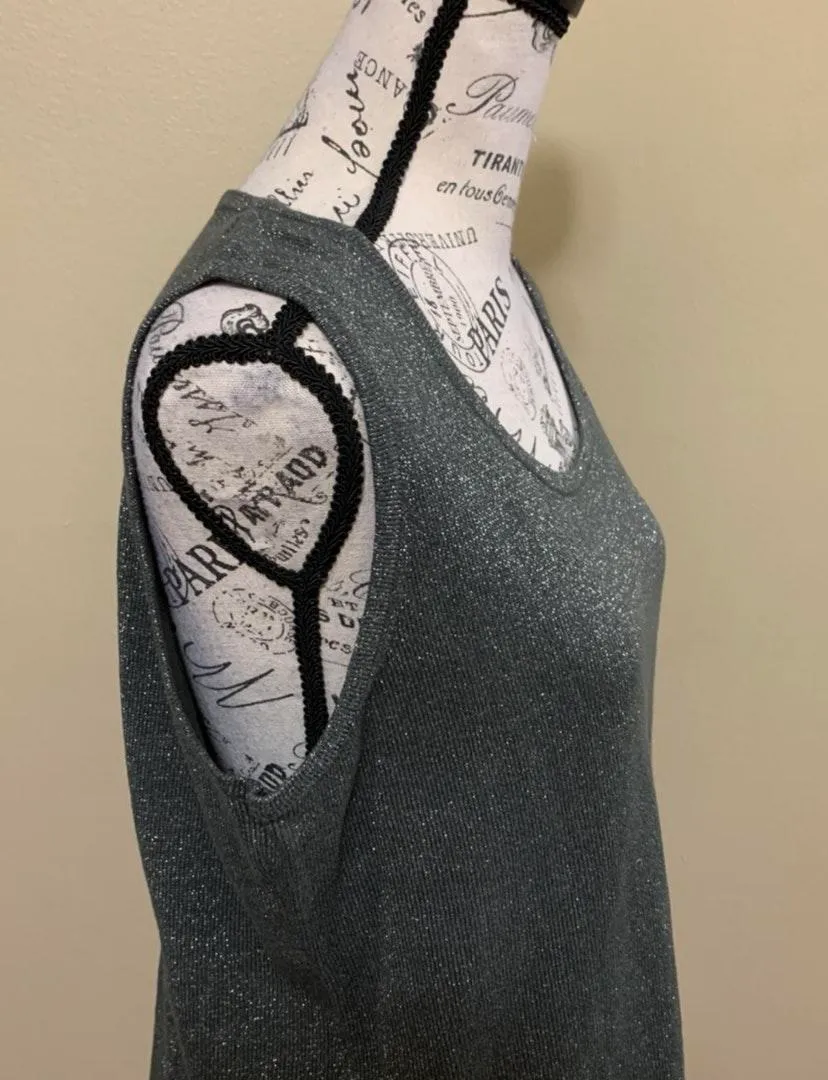 Gray Metallic Foil Sleeveless Top - Image 5