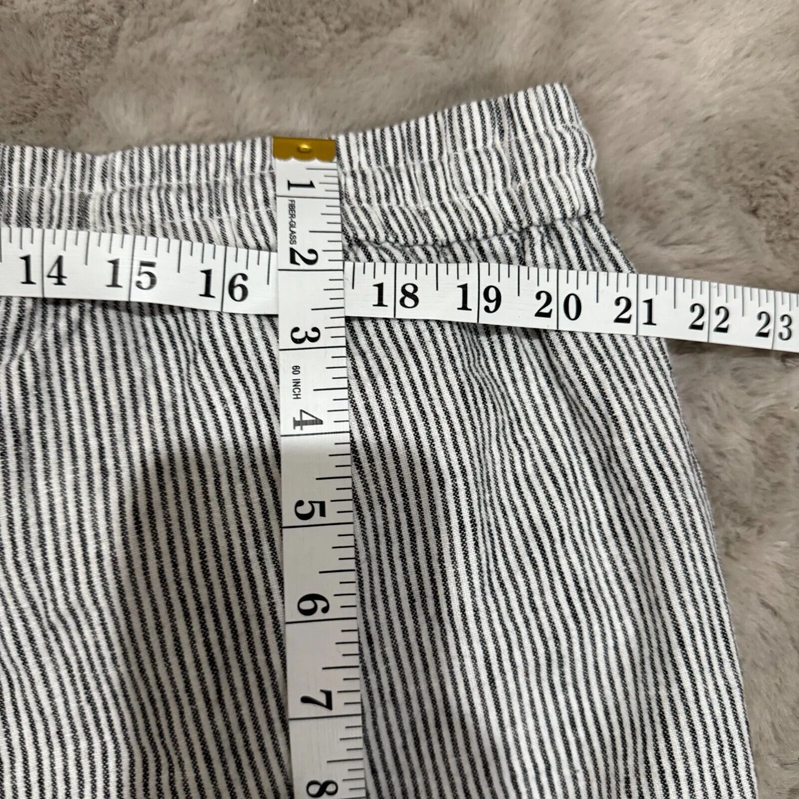J.Crew Striped linen blend‎ drawstring pant Size 18 casual pull on beach crop White - Image 8