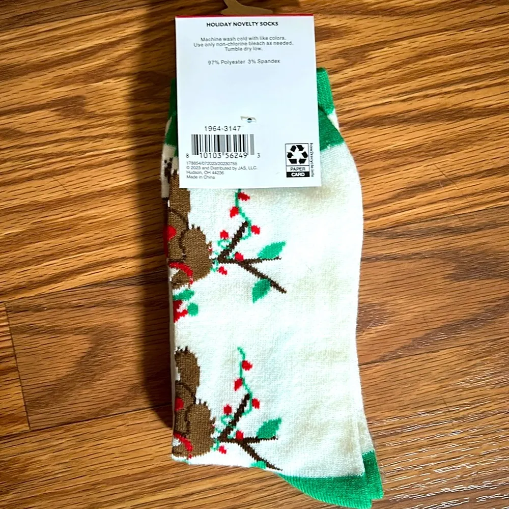 Happy Christmas Slo Ho Ho & Sloth Crew Socks Red - Image 3