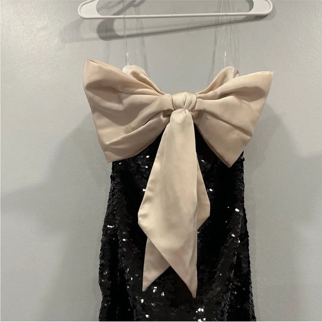 HOUSE OF CB Holly Sequins Strapless Bow Dress XS - Image 6