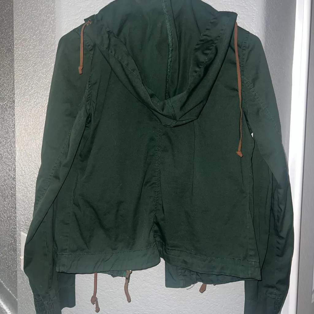 Angel Kim Olive Green Utility Jacket | Hooded Military Anorak Field Coat | Size Size M - Image 4