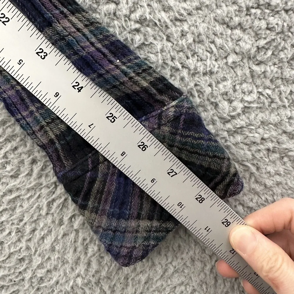 Free People Juniper Ridge Snap Side Plaid Button Up Shirt Boho Grunge‎ Women's S - Image 7